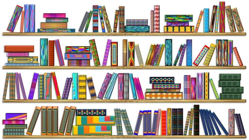 colorful books, colorful bookshelf, happy books