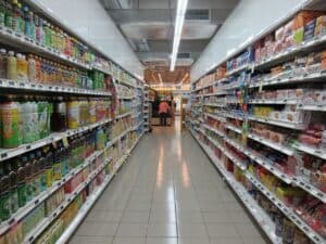 grocery store aisle showing mostly food products