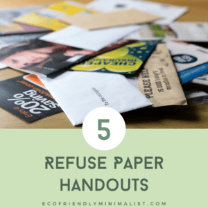 image:  lots of paper brochures.
Refuse Paper Handouts.