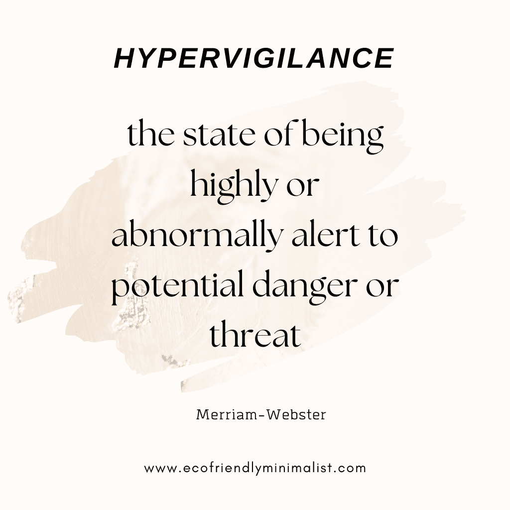 the state of being highly or abnormally alert to potential danger or threat Definition: