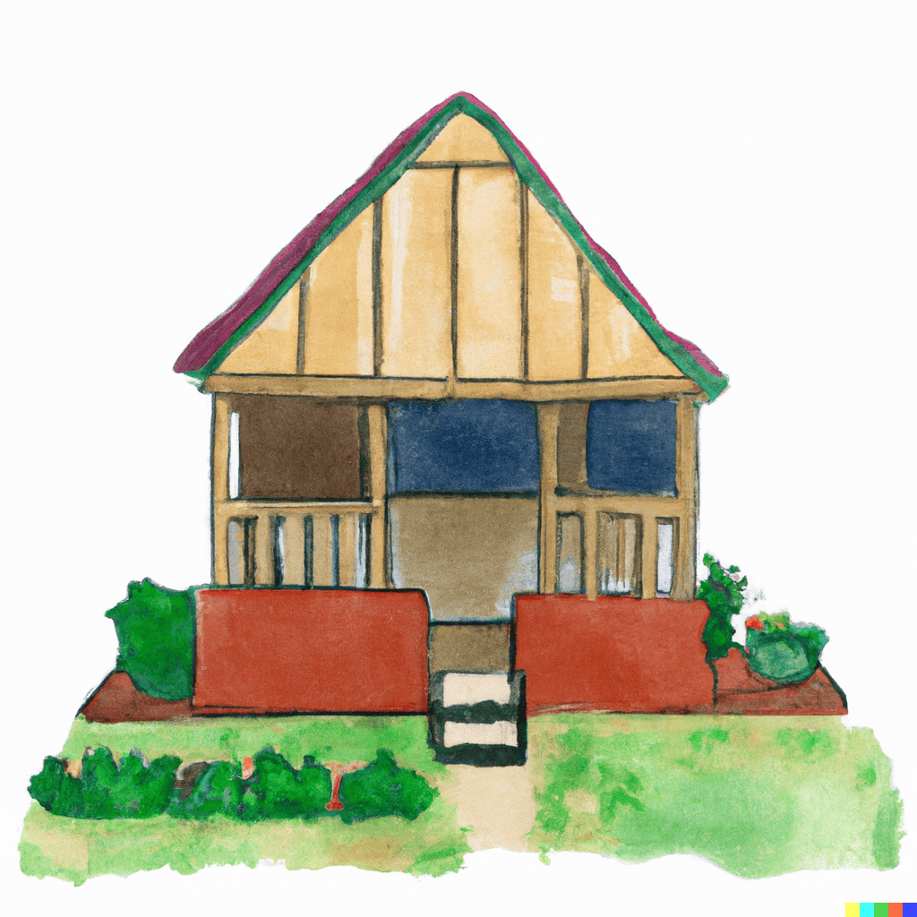AI generated watercolor image of a  plain house 
