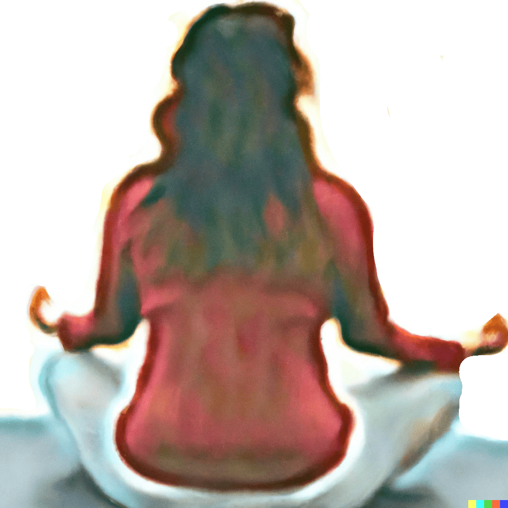 image of the back of a woman in a meditative pose,